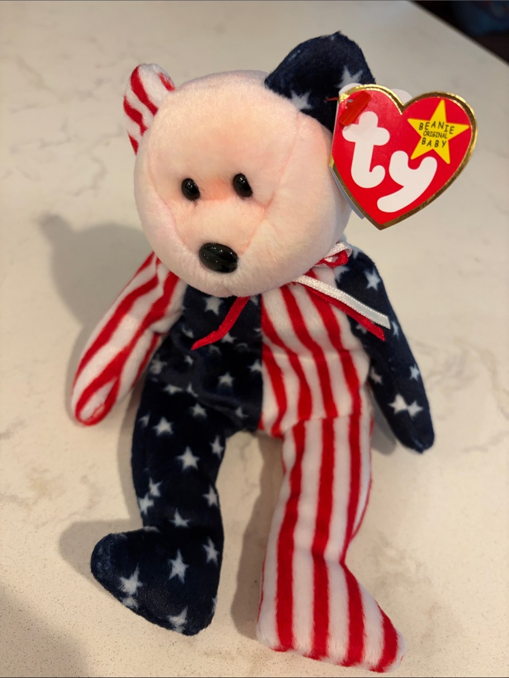 Ty Original Beanie Baby 1999 - Spangle Patriotic Bear in Red, White & Blue
